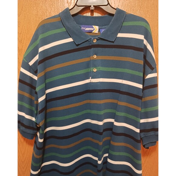 (3)-NYC (Polo Striped Shirts)-(Black/Gray)-(Brown/White)-(Green/Blue)-(4XL)-$40 - Picture 10 of 12